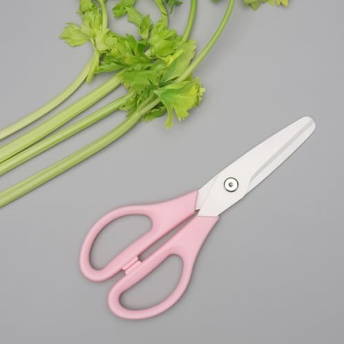 Ceramic Scissors 8" Ceramic Blade Scissors White Sharp Blade with Pink ABS Handle Cooking Shears for Office School Crafting Kitchen (Pink)