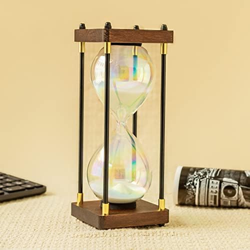 Rainbow Hourglass Timer,60 Minutes Sand Timers,Hour Glass with Sand Timer for Gift,Hourglass Decor for Home, Desk,Office, Wedding Decor (White)