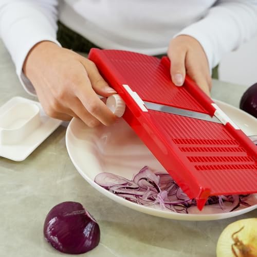 Rigamonti La Brava-Adjustable Thickness Blade Vegetable Slicer Red, Stainless Steel ONE