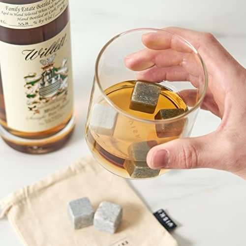 Viski Glacier Rocks, Whiskey Stones Set, Bourbon Rocks, Cocktails and Liquor Stones, Chilling Stones for Drinks, Whiskey Accessories, 6-Piece