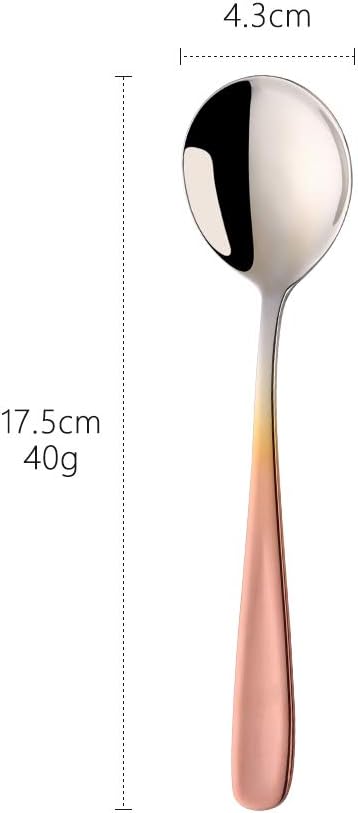 Buyer Star Bouillon Spoon Sets, 7-Inch Round Soup Spoons, Stainless Steel Finished Table Dinner Spoons (Gradient Rose Gold)