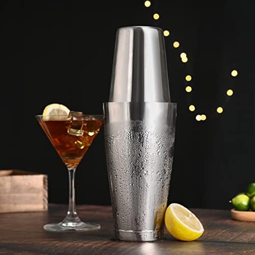 Boston Cocktail Shaker Set, Weighted 28oz Unweighted 18oz Shaker Tins, 304 Stainless Steel Leak-Proof Drink Mixer Cup, Metal Bartender Tools for Home Bar & Commercial, Silver