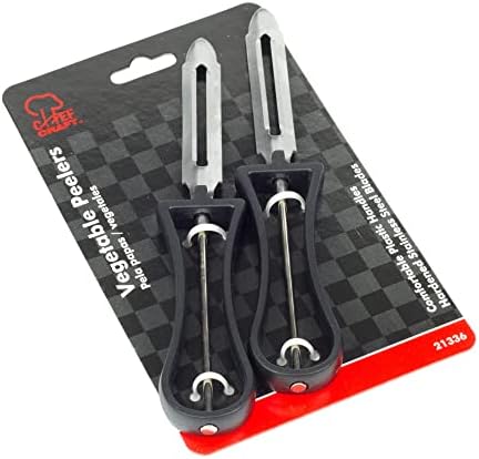 Chef Craft Classic Stainless Steel Blade Vegetable Peeler, 6 inches in length 2 piece set, Black