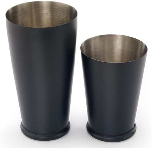 Barfly Cocktail Shaker Set with Weighted Bottom, Deluxe 18 and 28 oz, Matte Black