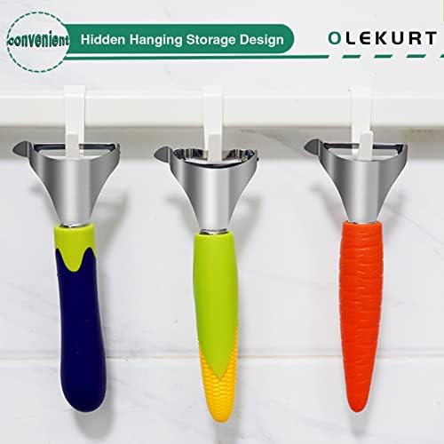 Carrot Shaped Corn Peeler, Corn Stripper for Corn on the Cob Remover Tool, Magic Corn Cob Peeler with Good Grips (Red)