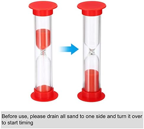 PATIKIL 2 Minute Sand Timer, 4Pcs Small Sandy Clock with Plastic Cover, Count Down Sand Glass for Games, Kitchen, Party Favors DIY Decoration, Red