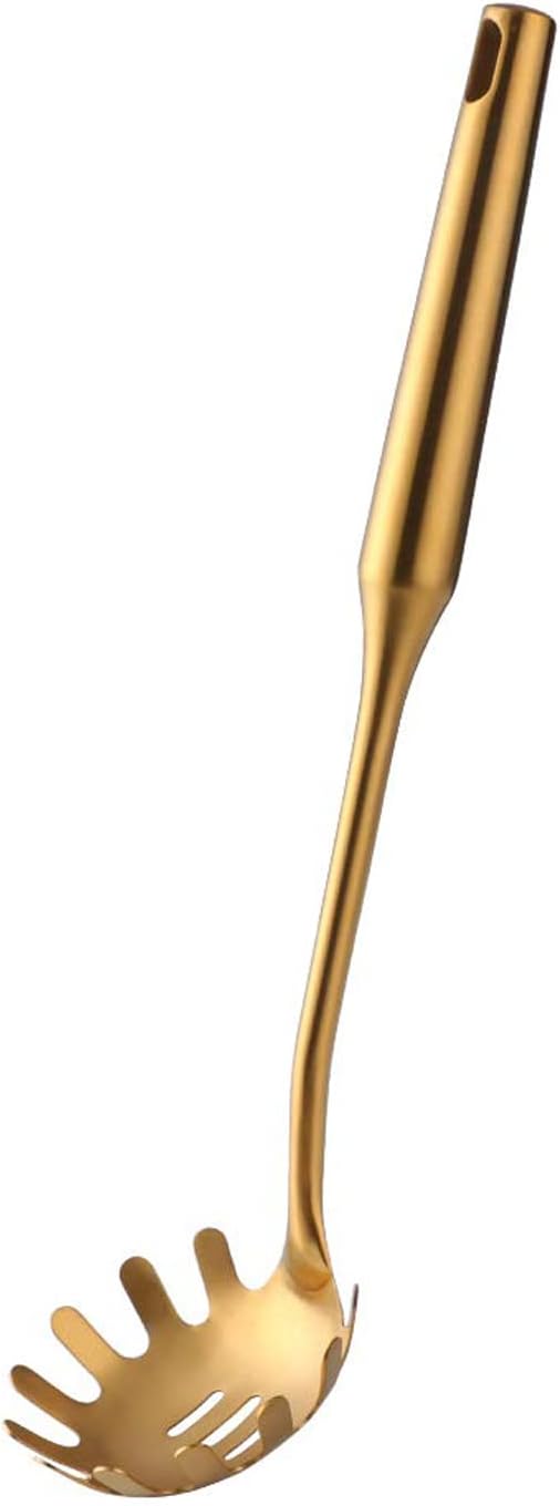 Pasta Fork, Pasta Spoon, Spaghetti Sever, 304 Stainless Steel Pasta Server, Gold Spaghetti Spoon Server, Heat Resistant, 12.63 inch