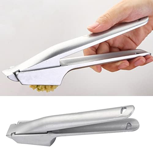 Hemoton Garlic Press Stainless Steel Garlic Masher Manual Vegetable Masher Hand Press Fruit Juicer for Fruits Ginger Silver