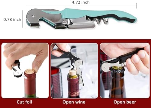 RECUTMS 12 Pcs Wine Opener,Waiter Corkscrew Wine Key for Servers（cyan-blue）