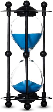 Hourglass, 15 Minute Sand Timer, Vintage Metal Hour Glass for Home Office Desk Decor, Unique Sand Clock Gifts (Blue)