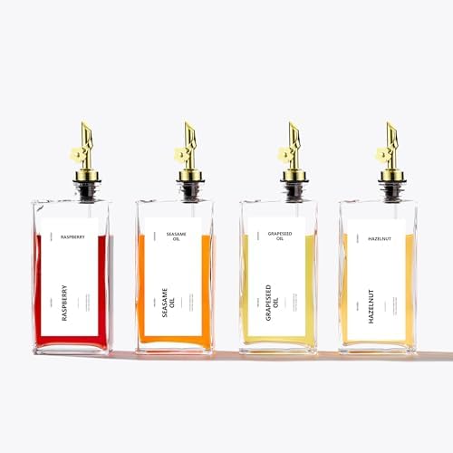 Olive Oil Dispenser Bottle for Kitchen, 16.9 oz/ 500 ml Vinegar Dispenser, Cooking Oil Dispenser Set, Glass Cruet with Pourer Spouts for Vinegar, Coffee Syrup Dispenser