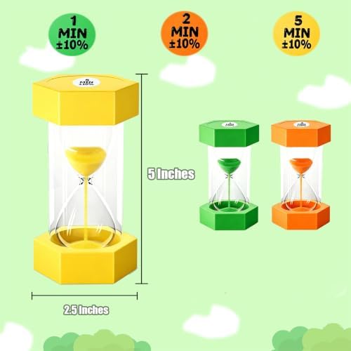 Sand Timer for Kids 1/2/5Minutes(Pack of 3)