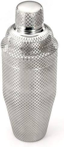 Barfly 3-Piece Diamond Lattice Etch Japanese Cocktail Shaker Set (24 Oz/700ml), Stainless Steel