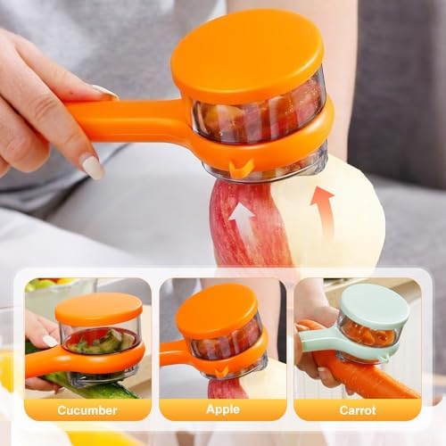 Peeler with Storage, 2025 New Vegetable Peeler with Container, Fruit and Vegetable Peeling Knife with Catcher, Kitchen Gadget for Holiday (Orange)