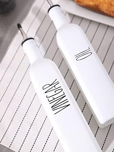 Glass Oil Dispenser, White, 1，Olive Oil Dispenser Bottle & Vinegar Dispenser Set, 17 oz Borosilicate Glass Cooking Oil Container, Oil Bottle with Leak-Proof Spout