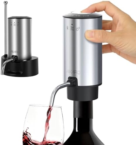AIKARO - Electric Wine Aerator Pourer Rechargeable Automatic Electronic Decanter with Base, Auto-stop