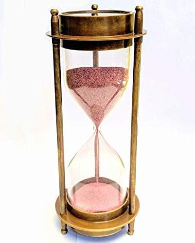 7 Nautical Brass Sand Timer Hourglass with Maritime Brass Compass Table Decorative by Hanzlacollection