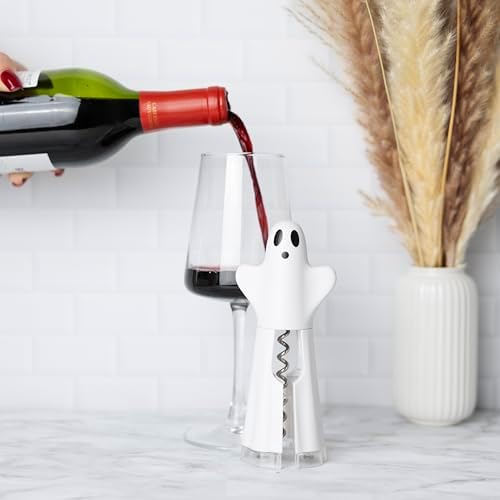 Pund'it Spirit Lifter, Ghost Themed Corkscrew Wine Bottle Opener with Stainless Steel Foil Cutter