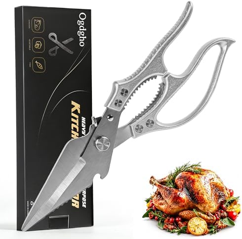 Heavy Duty Kitchen Shears for Food, Kitchen Scissors All Purpose, Stainless Steel Cooking Scissors for Bone, Meat, Poultry, Chicken, Vegetable & Seafood Cutting, Dishwasher Safe