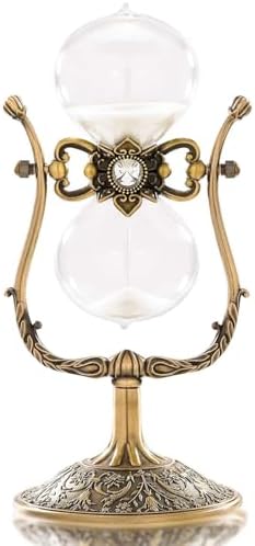 Hourglass Timer Sand Clock 60 Minutes, 360° Rotating Large Brass Vintage Sandglass Timer, Antique 1 Hour Glass Sand Watch for Decoration