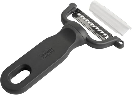 Kuhn Rikon Family Y Peeler, Julienne Peeler for Vegetable Strips, Stainless Steel Blade, Vegetable Peeler for Garnish and Prep, Grey