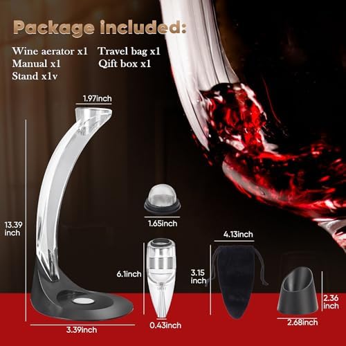Premium Wine Aerator Pourer with Sediment Filter and Stand