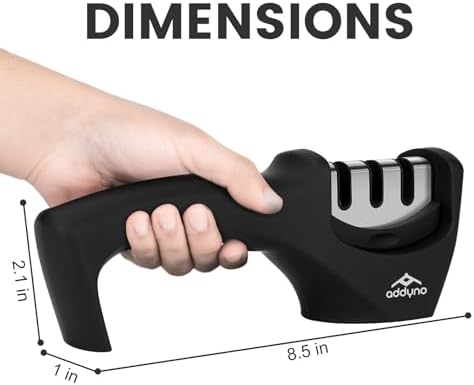 3-Stage Knife Sharpener for Kitchen Knives, Coarse, Fine & Polishing Slots, Fast Blade Sharpening with Non-Slip Base and Ergonomic Handle