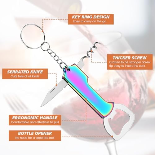 Ziliny 24 Pcs Wine Bottle Opener Keychains Bulk Corkscrew, Titanium Color