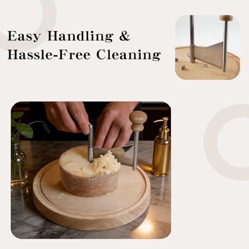 Cheese Curler Wheel with Wooden Board – Ideal Cheese Slicer Tool for Charcuterie Boards, Wine Evenings, Dinner Gatherings, Creates Perfect Petals and Curls