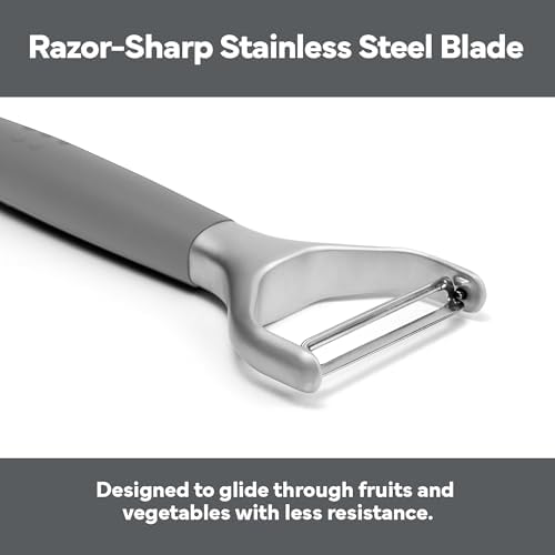 Misen Stainless Steel Vegetable Peeler - Dishwasher Safe Y Peeler - Easy to Use with Potatoes, Cabbage, Carrots, and More - Progessional Grade Kitchen Tool - Gray