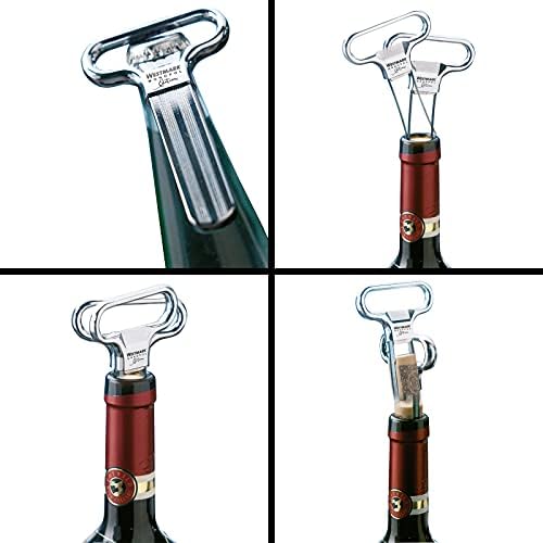 Westmark Ah-So Wine Opener – 2 Prong Wine Bottle Opener for Vintage Bottles, German Manual Cork Remover, Chrome Finish, Superfine Polished Steel
