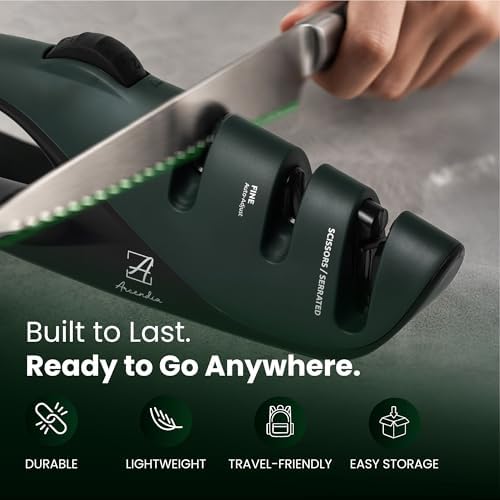 Adjustable Angle Pocket Knife Sharpener – 5-Angle Precision Dial, 3-Stage Diamond & Ceramic System for EDC, Kitchen & Outdoor Knives – Ergonomic Handle, Non-Slip Base