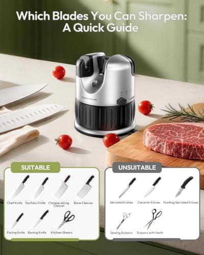 Maestri House Knife Sharpener, Hands-Free Safety, Restores Dull Blades Fast