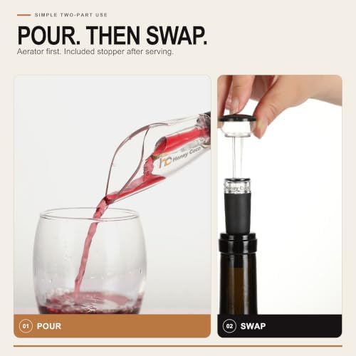 Honey Coco Wine Aerator Pourer with Vacuum Pump Stopper