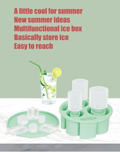 Ice Cube Trays for Stanley Cup 20 30 40 OZ Tumbler Ice Mold Heart Shape Silicone Ice Cube Tray with Lid, Stanley Ice Mold and Maker Ice Cube for Cocktails, Whisky, Juice (Other, Green)