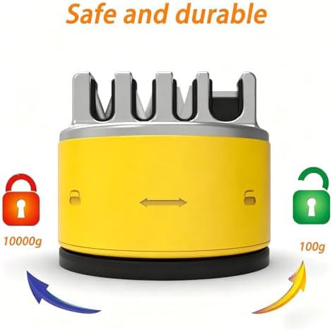 VIRO Compact Suction Kitchen Chef Knife Scissors Sharpener for Straight & Serrated Knives,4-Stage Knife Sharpening Tool Helps Repair and Restore Blades (Yellow)