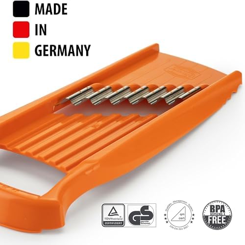 Börner by Reston Lloyd Wave-Waffle XXL Power Line • Crinkle Cut/Spirelli Vegetable Slicer • Slicer for Wave Waffle Cut Vegetables • Wavy French Fries • Made in Germany, Orange