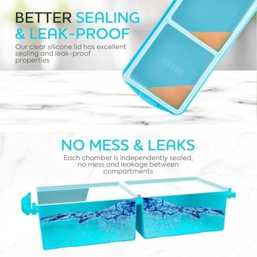 XOMOO Silicone Freezer Tray With Lid-Soup Freezer Container molds-2-cup Extra Large Ice Cube Tray-makes 6 perfect 500ml portions cubes, For freezing soup,stews,sauces.Oven&Dishwasher-Safe(3-Pack)