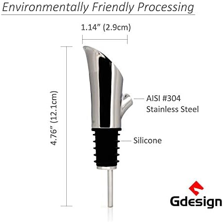 Gdesign Wine Aerator Pourer - Premium 304 Stainless Steel Wine Decanter Spout with Air Tube - No Drip, No Spill Design - Instant Aeration for Enhanced Flavor - Perfect Wine Gift Set for Enthusiasts