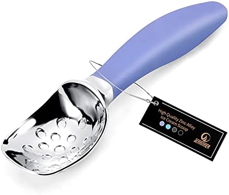 Professional Ice Cream Scoop with Ergonomic Anti-Slip Handle - Rust-Proof Zinc Alloy, Anti-Freeze Design for Home & Commercial Use (Purple)