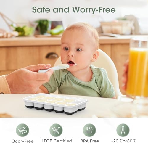 DOQAUS Ice Cube Tray with Lid and Bin,4 Pack Ice Cube Trays for Freezer