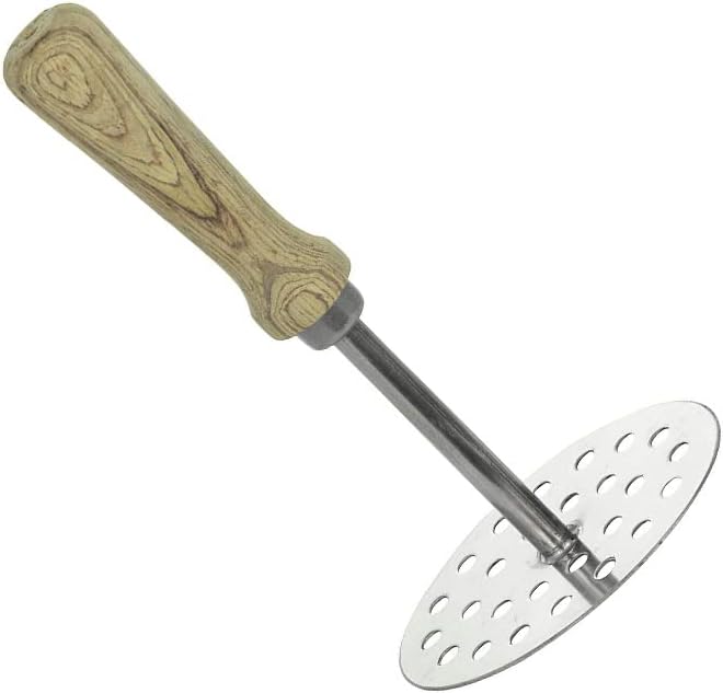 Stainless Steel Smooth Potato Masher Ricer Presser With Wooden Handle,Potato Masher