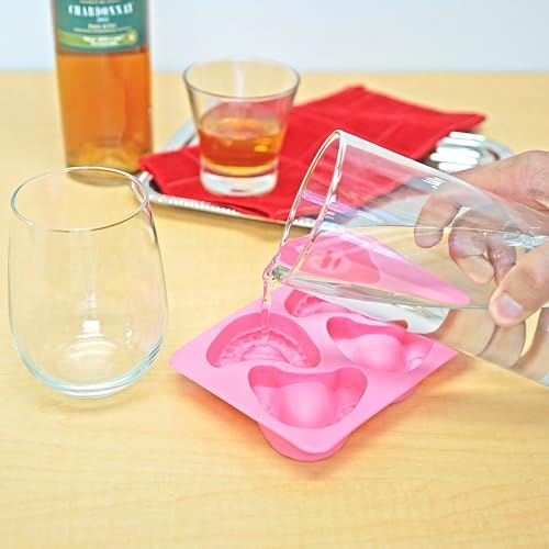 Fairly Odd Novelties FON-10014 Smile Teeth Denture Shaped ICE Tray Mold Perfect Gag or White Elephant Gift for Dentists or Seniors makes 4 Cubes One Size Pink (Pack of 2)