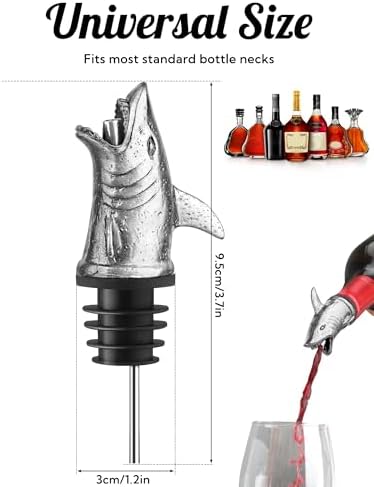Animal Wine Pourer Spout, Drip Free Bottle Pourer & Stopper for Wine and Liquor Bottles, Funny Gift for Men, Dad, Hostess and Housewarming, Bar Cart Accessory for Holiday Party Decor, Multiple Animal