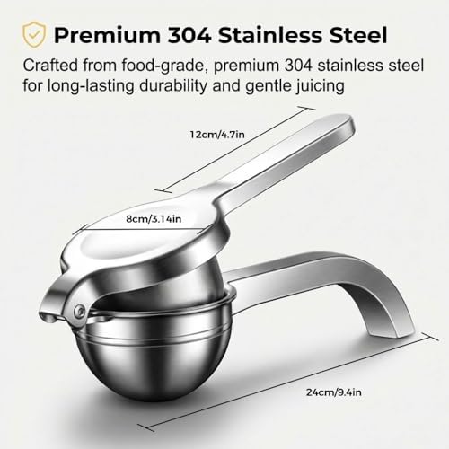 Handheld Lemon Juice Squeezer, Lemon Squeezer Stainless Steel, Manual Fruit Juice Squeezer, Heavy Duty Citrus Press Juicer, Ergonomic Hand Press Juicer for Lime, Orange, Grapefruit, Pomegranate (1pcs)