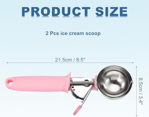 uxcell 2pcs Cookie Scoops, Ice Cream Scoop with Trigger for Baking Cookie Dough Rice Pudding Kitchen Gadget, Pink