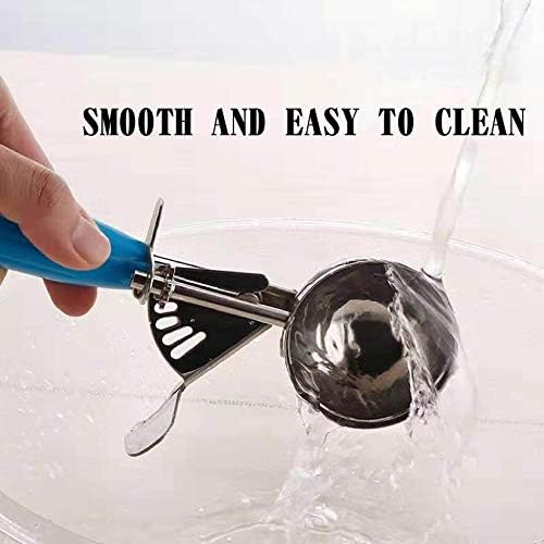 #12(2-2/3 oz.) Stainless Steel Ice Cream Scoop Disher，Stainless Steel Ice Cream Scoop with Trigger Include -Green Handle-For ice cream, frozen yogurt, meat balls etc.