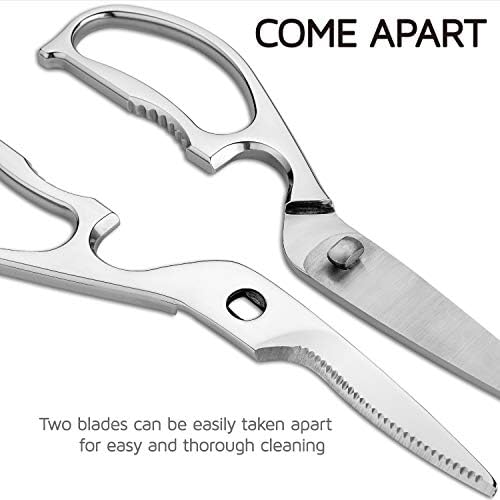 Come Apart Kitchen Shears by WELLSTAR, Multi-purpose Heavy Duty German Stainless Steel Food Scissors for Cutting Meat Poultry Chicken Vegetable, Durable One Piece Construction, Mirror Finish