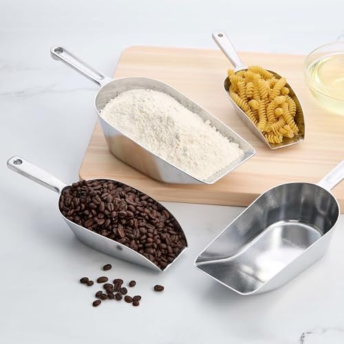 HIC Kitchen Flat Bottom Food Utility Scoop, 10.5-Inches, 265-Millimeters, Commercial-Grade Anodized Cast Aluminum