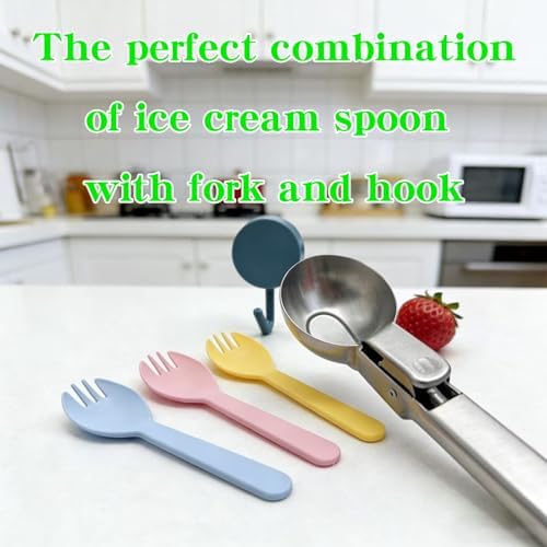 4pcs Ice cream scoop, a portable stainless steel ice cream scoop with trigger device and comfortable handle, suitable for mixed ice cream, fruits, frozen yogurt, etc Large (4pcs Large silvery)